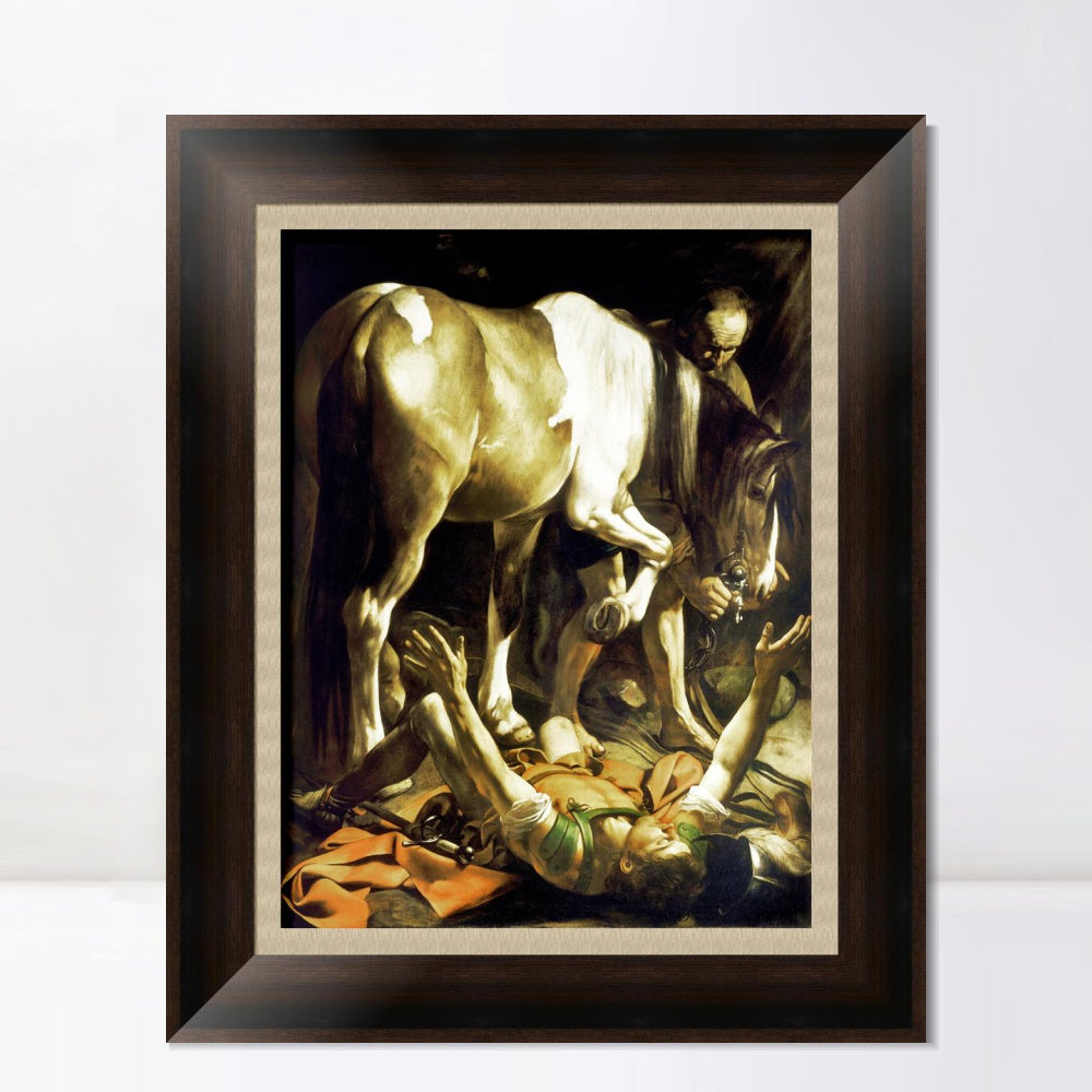 INVIN ART Framed Canvas Art Giclee Print The Conversion of St. (Saint) Paul by Michelangelo Merisi da Caravaggio Wall Art Living Decorations