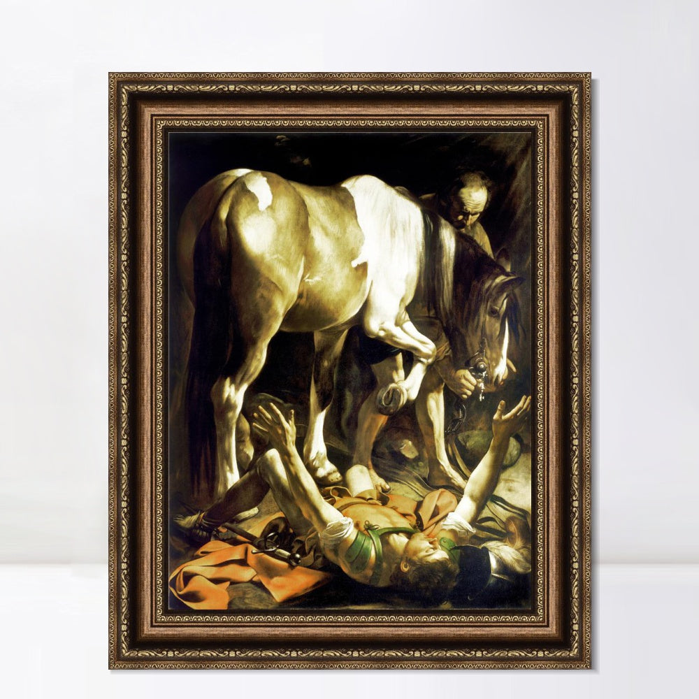 INVIN ART Framed Canvas Art Giclee Print The Conversion of St. (Saint) Paul by Michelangelo Merisi da Caravaggio Wall Art Living Decorations