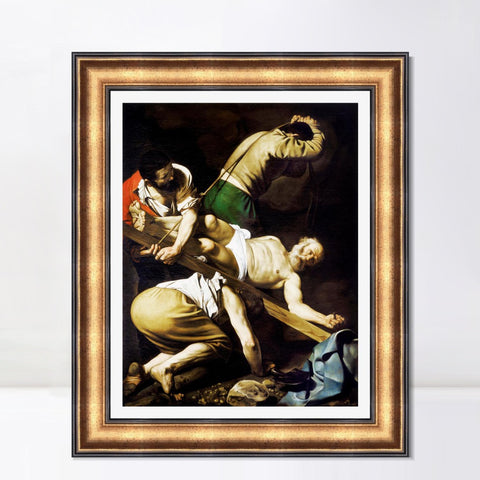 INVIN ART Framed Canvas Art Giclee Print The Crucifixion of Saint Peter by Michelangelo Merisi da Caravaggio Wall Art Living Room Home Office Decorations