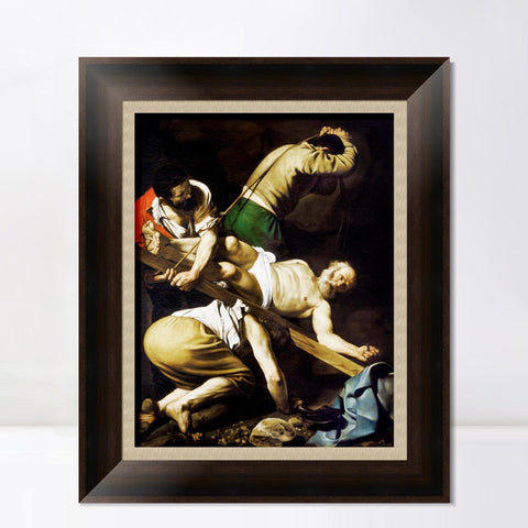 INVIN ART Framed Canvas Art Giclee Print The Crucifixion of Saint Peter by Michelangelo Merisi da Caravaggio Wall Art Living Room Home Office Decorations