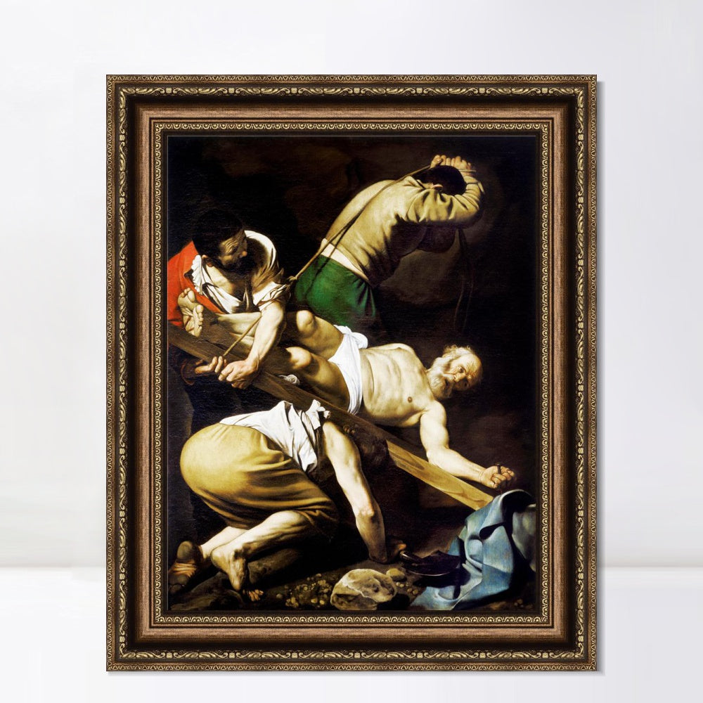 INVIN ART Framed Canvas Art Giclee Print The Crucifixion of Saint Peter by Michelangelo Merisi da Caravaggio Wall Art