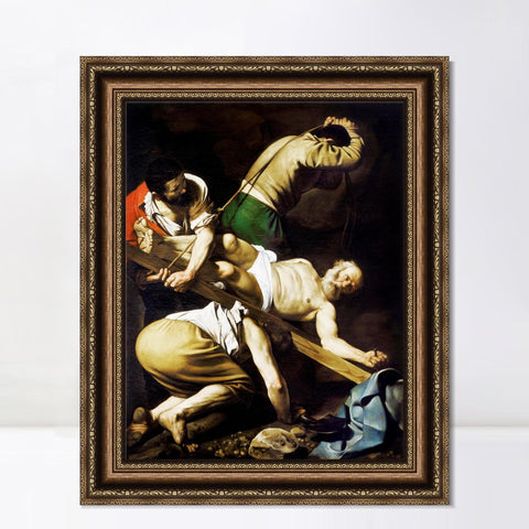 INVIN ART Framed Canvas Art Giclee Print The Crucifixion of Saint Peter by Michelangelo Merisi da Caravaggio Wall Art Living Room Home Office Decorations