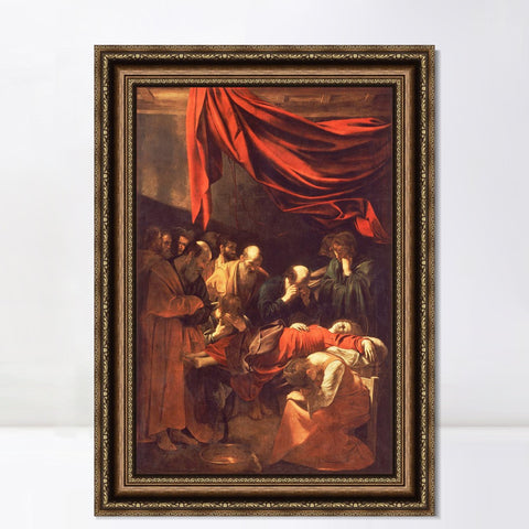 INVIN ART Framed Canvas Art Giclee Print The Death of The Virgin by Michelangelo Merisi da Caravaggio Wall Art Living Room Home Office Decorations