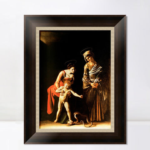 INVIN ART Framed Canvas Art Giclee Print Madonna with The Serpent by Michelangelo Merisi da Caravaggio Wall Art Living Room Home Office Decorations