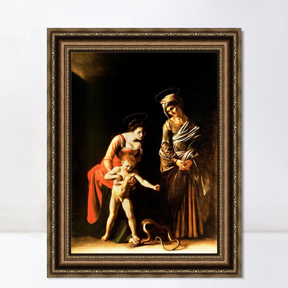 INVIN ART Framed Canvas Art Giclee Print Madonna with The Serpent by Michelangelo Merisi da Caravaggio Wall Art Living Room Home Office Decorations