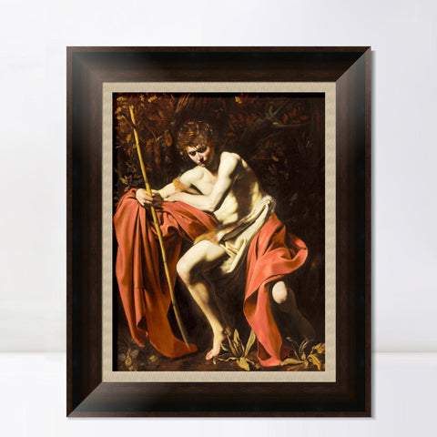 INVIN ART Framed Canvas Art Giclee Print Saint John The Baptist in The Wilderness by Michelangelo Merisi da Caravaggio Wall Art Decorations