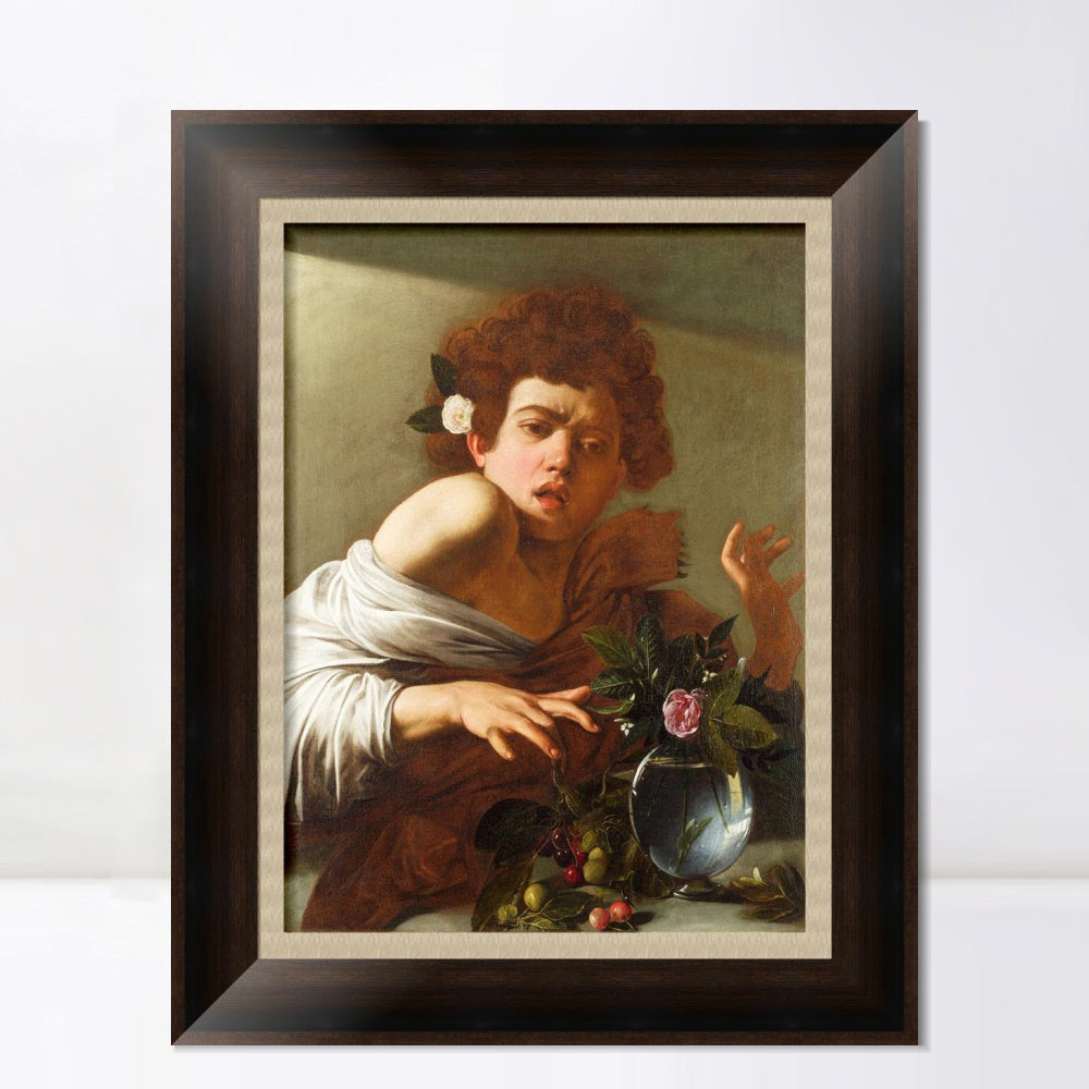 INVIN ART Framed Canvas Art Giclee Print Boy Bitten by a Lizard by Michelangelo Merisi da Caravaggio Wall Art