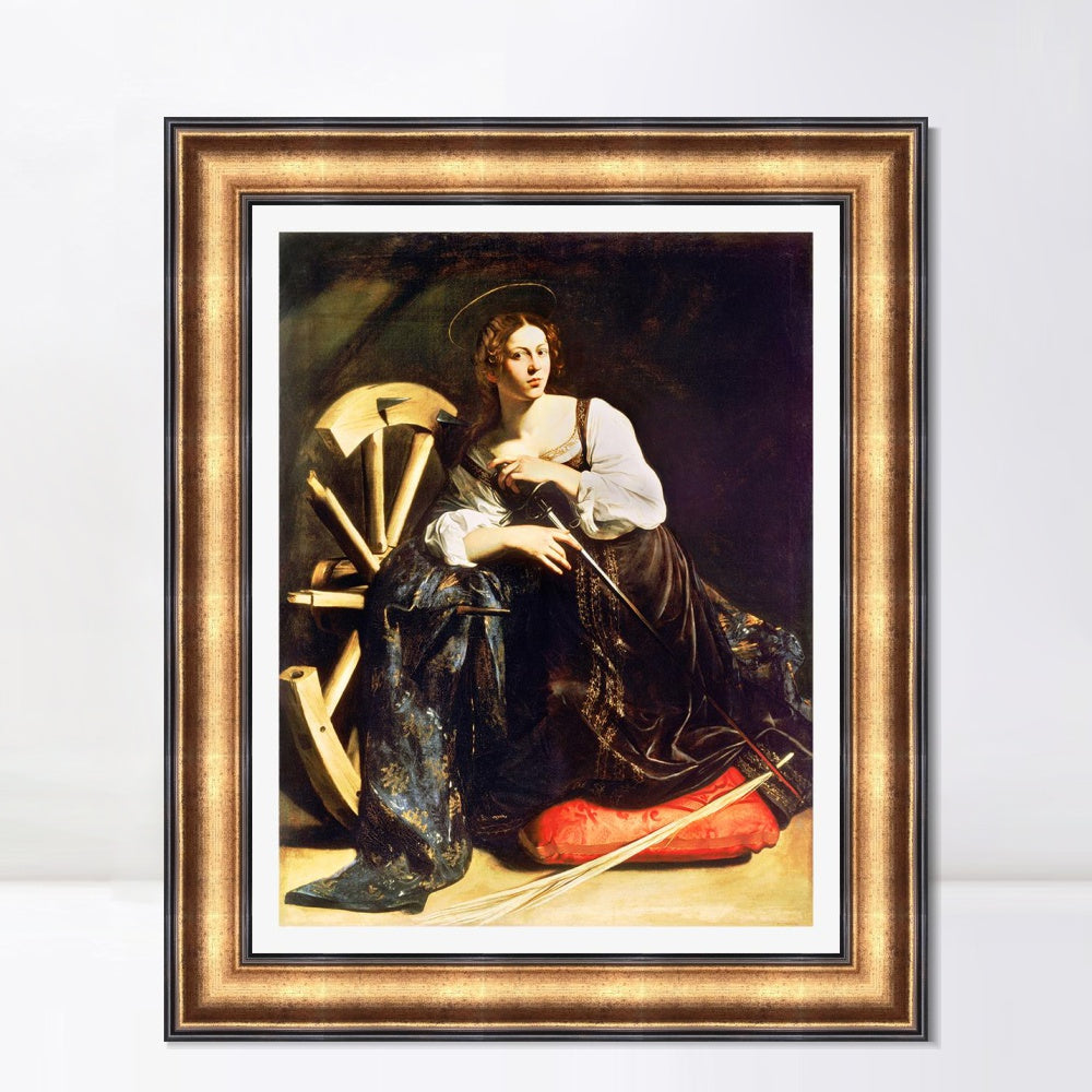 INVIN ART Framed Canvas Art Giclee Print Saint Catherine of Alexandria by a Lizard by Michelangelo Merisi da Caravaggio Wall Art Living Decorations