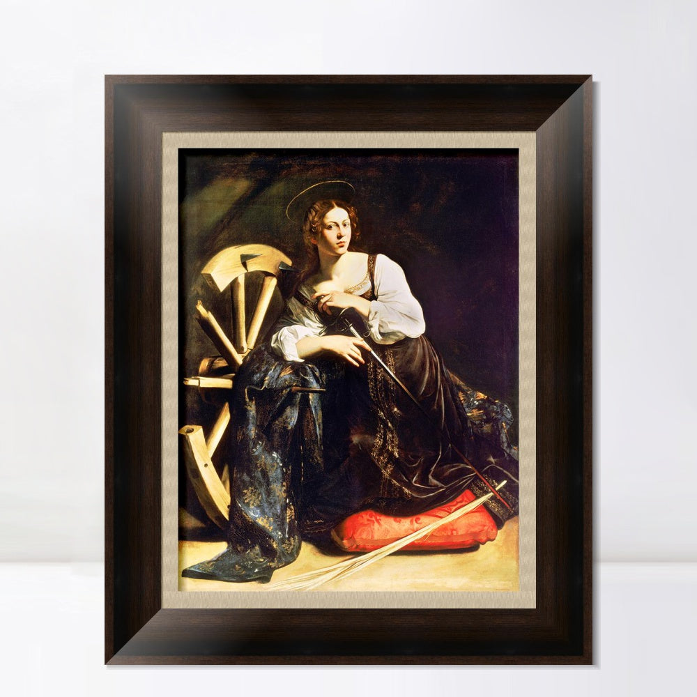 INVIN ART Framed Canvas Art Giclee Print Saint Catherine of Alexandria by a Lizard by Michelangelo Merisi da Caravaggio Wall Art Living Decorations