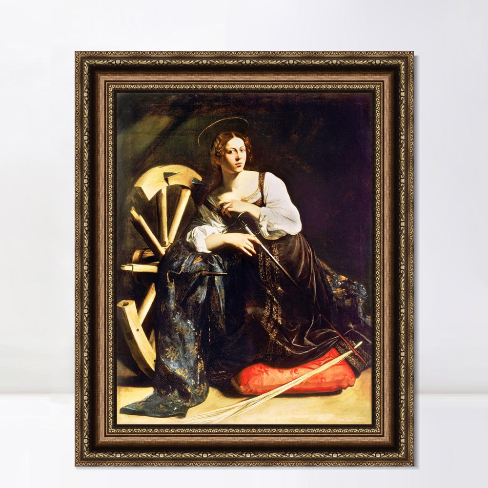 INVIN ART Framed Canvas Art Giclee Print Saint Catherine of Alexandria by a Lizard by Michelangelo Merisi da Caravaggio Wall Art Living Decorations