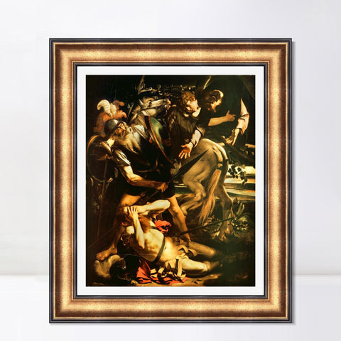 INVIN ART Framed Canvas Art Giclee Print The Conversion of St. Paul by a Lizard by Michelangelo Merisi da Caravaggio Wall Art Decorations