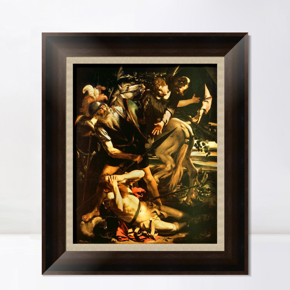 INVIN ART Framed Canvas Art Giclee Print The Conversion of St. Paul by a Lizard by Michelangelo Merisi da Caravaggio Wall Art Decorations