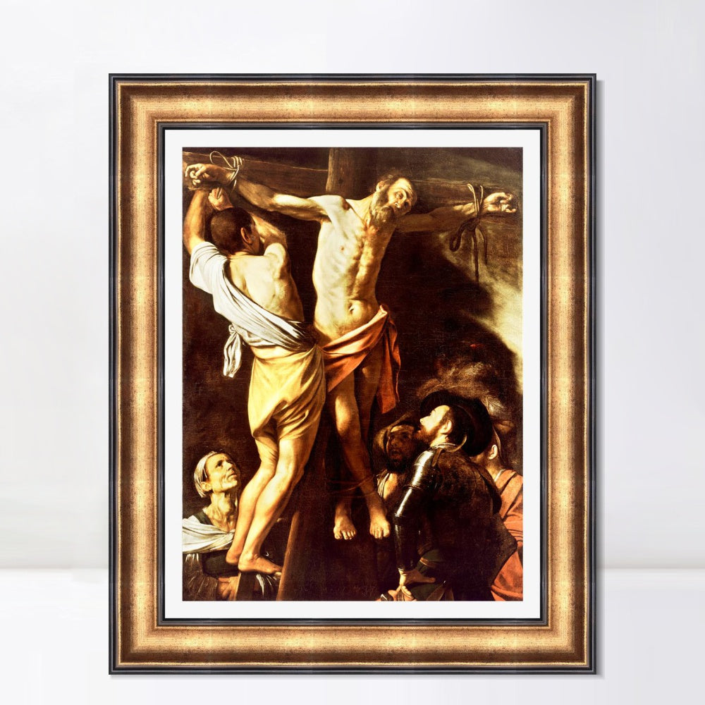 INVIN ART Framed Canvas Art Giclee Print The Crucifixion of St Andrew by a Lizard by Michelangelo Merisi da Caravaggio Wall Art Decorations