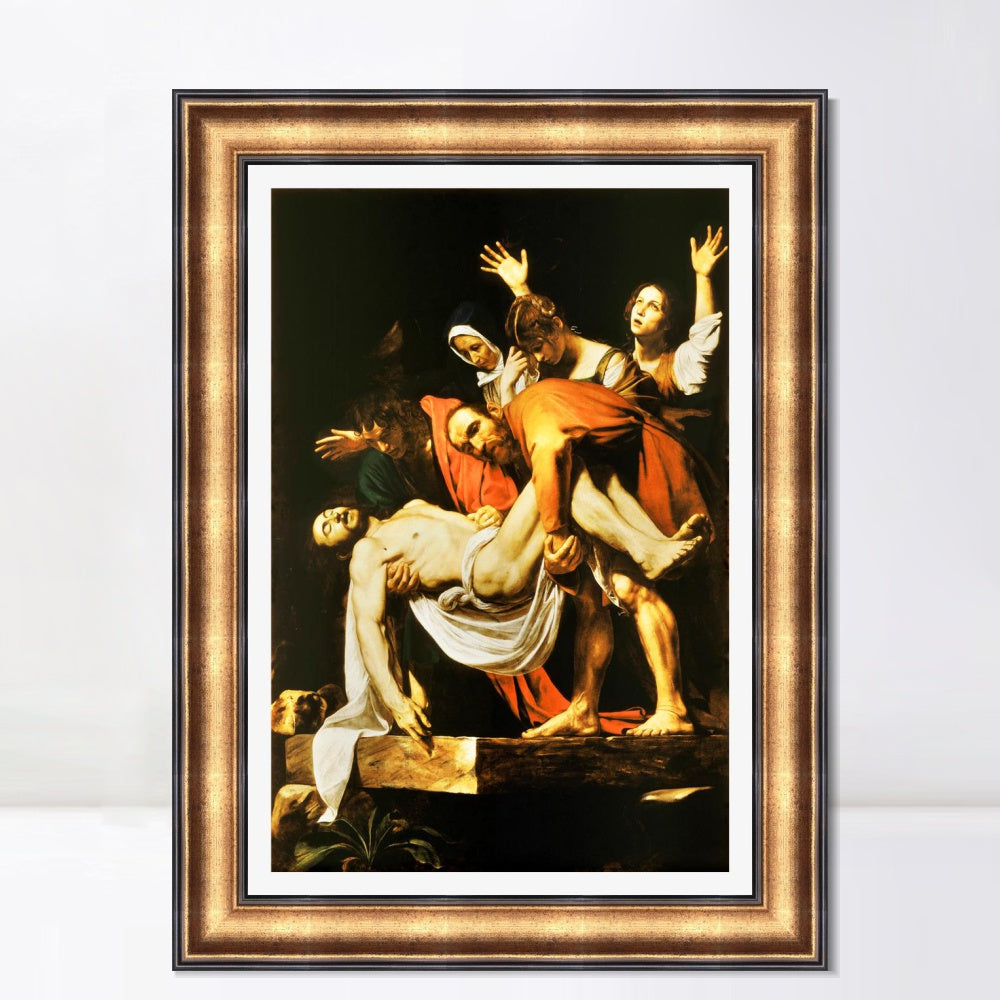 INVIN ART Framed Canvas Art Giclee Print The Deposition by a Lizard by Michelangelo Merisi da Caravaggio Wall Art