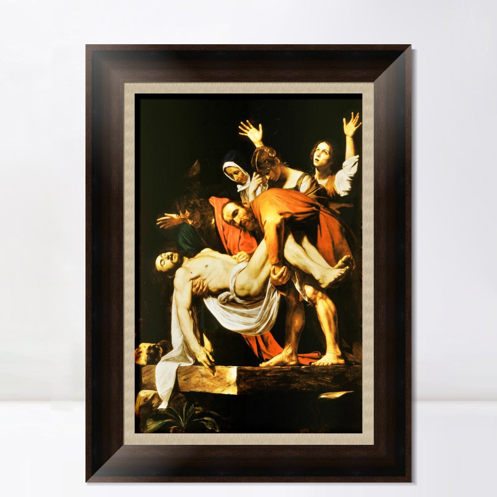 INVIN ART Framed Canvas Art Giclee Print The Deposition by a Lizard by Michelangelo Merisi da Caravaggio Wall Art