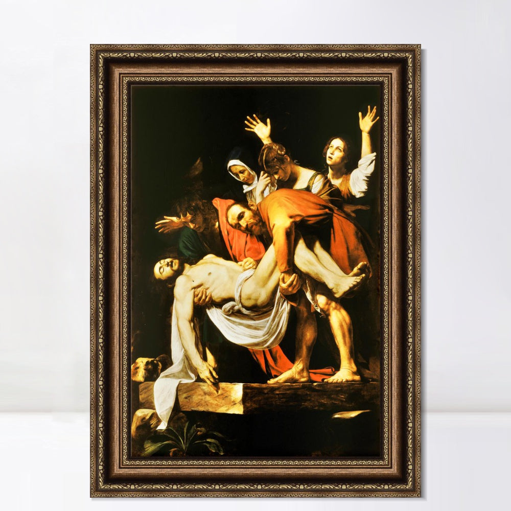 INVIN ART Framed Canvas Art Giclee Print The Deposition by a Lizard by Michelangelo Merisi da Caravaggio Wall Art