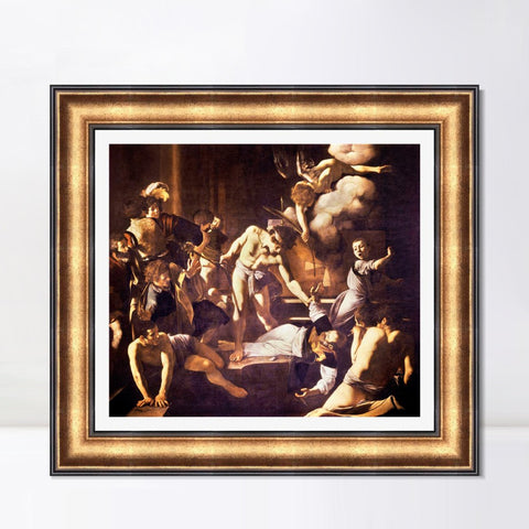 INVIN ART Framed Canvas Art Giclee Print The Martyrdom of St Matthew by a Lizard by Michelangelo Merisi da Caravaggio Wall Art Office Decorations