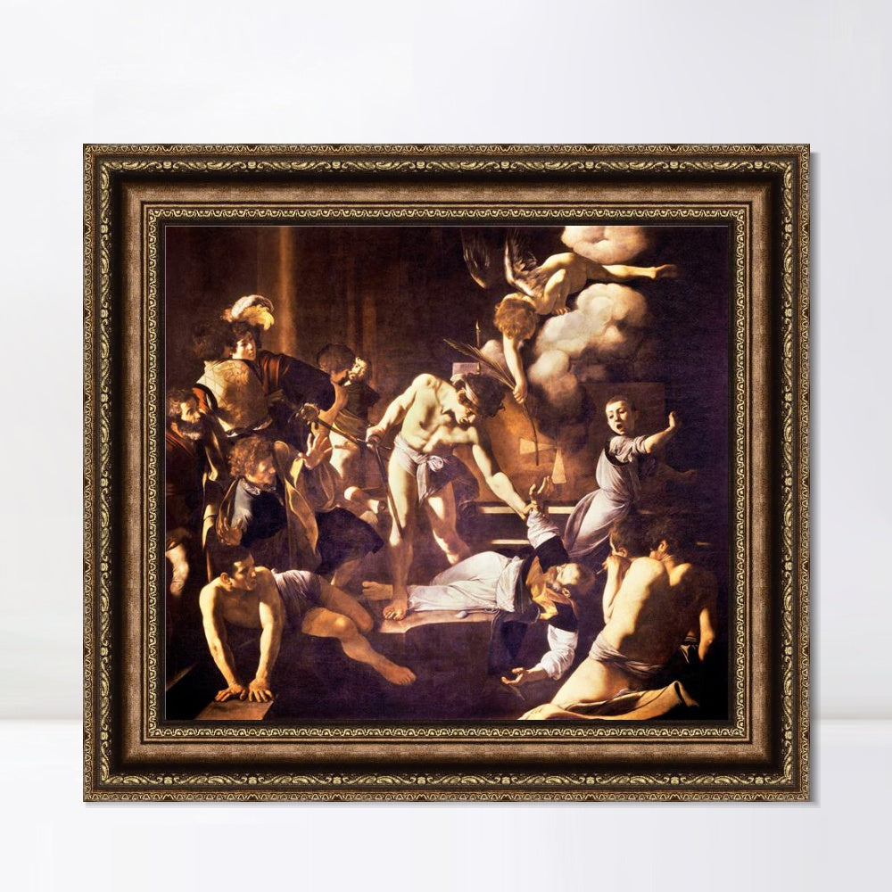 INVIN ART Framed Canvas Art Giclee Print The Martyrdom of St Matthew by a Lizard by Michelangelo Merisi da Caravaggio Wall Art Office Decorations