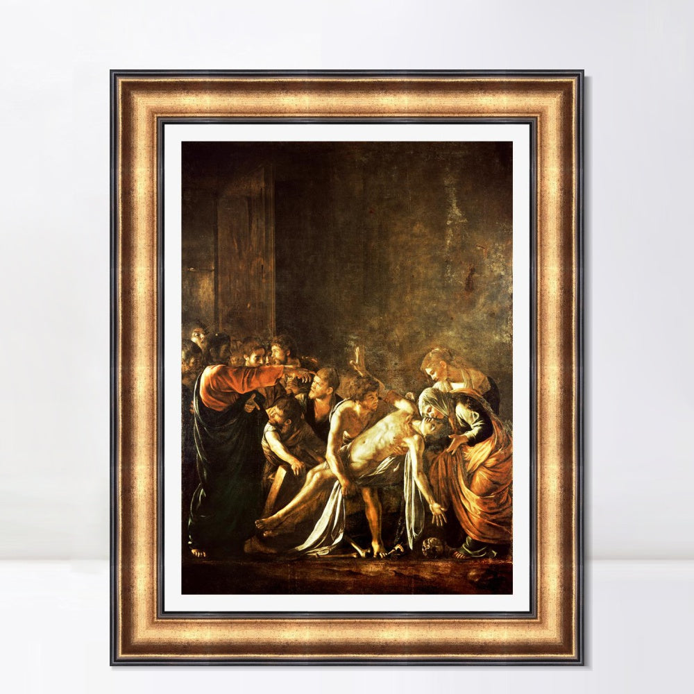 INVIN ART Framed Canvas Art Giclee Print The Raising of Lazarus by a Lizard by Michelangelo Merisi da Caravaggio Wall Art Decorations