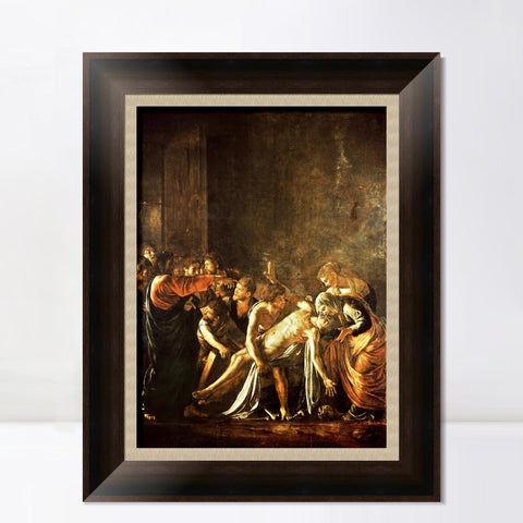 INVIN ART Framed Canvas Art Giclee Print The Raising of Lazarus by a Lizard by Michelangelo Merisi da Caravaggio Wall Art Decorations