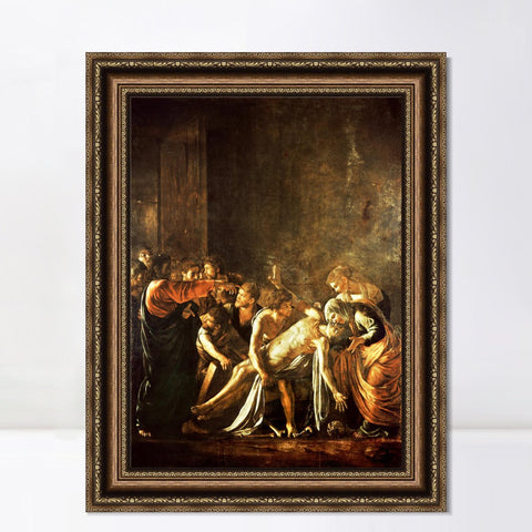 INVIN ART Framed Canvas Art Giclee Print The Raising of Lazarus by a Lizard by Michelangelo Merisi da Caravaggio Wall Art Decorations