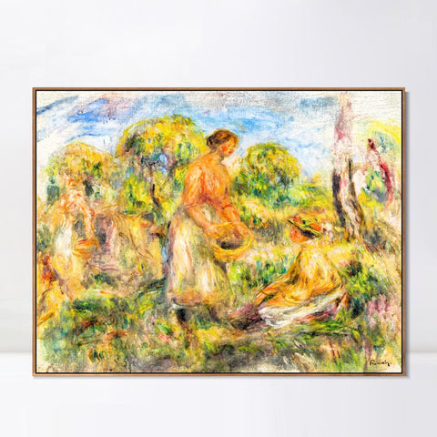 INVIN ART Framed Canvas FEMMES DANS UN PAYSAGE by Pierre Auguste Renoir Wall Art Living Room Home Office Decorations