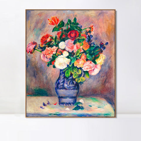 INVIN ART Framed Canvas Flowers in a Vase by Pierre Auguste Renoir Wall Art Living Room Home Office Decorations