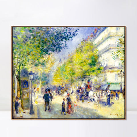 INVIN ART Framed Canvas The Grands Boulevards by Pierre Auguste Renoir Wall Art Living Room Home Office Decorations