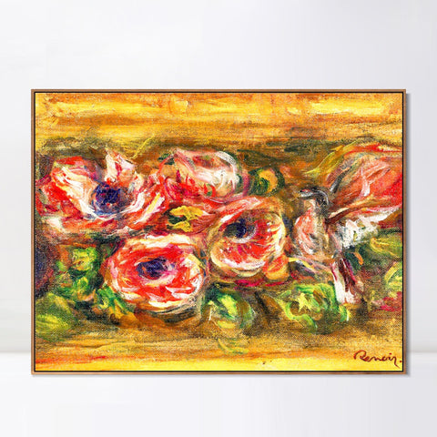 INVIN ART Framed Canvas ANEMONES2 by Pierre Auguste Renoir Wall Art Living Room Home Office Decorations