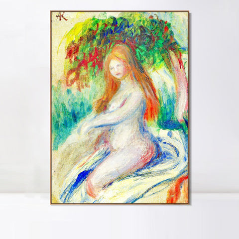 INVIN ART Framed Canvas BAIGNEUSE4 by Pierre Auguste Renoir Wall Art Living Room Home Office Decorations
