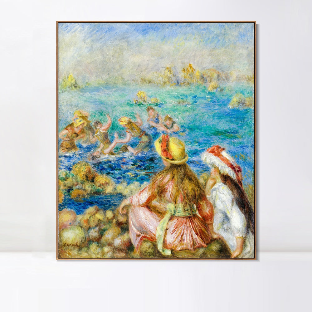 INVIN ART Framed Canvas BAIGNEUSES by Pierre Auguste Renoir Wall Art Living Room Home Office Decorations