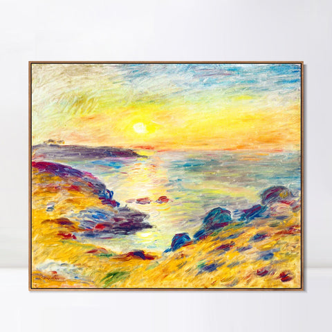 INVIN ART Framed Canvas COUCHER DE SOLEIL À DOUARNENEZ by Pierre Auguste Renoir Wall Art Living Room Home Office Decorations
