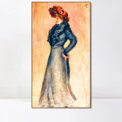 INVIN ART Framed Canvas FEMME DEBOUT DE PROFIL by Pierre Auguste Renoir Wall Art Living Room Home Office Decorations