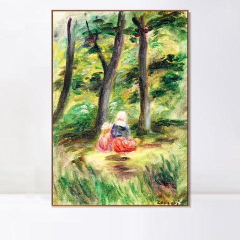 INVIN ART Framed Canvas FEMME ET ENFANT DANS UN PAYSAGE by Pierre Auguste Renoir Wall Art Living Room Home Office Decorations