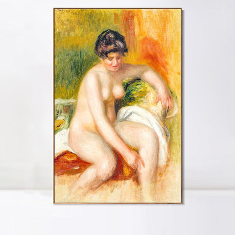 INVIN ART Framed Canvas FEMME NUE DANS UN INTERIEUR by Pierre Auguste Renoir Wall Art Living Room Home Office Decorations