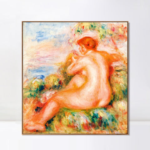 INVIN ART Framed Canvas FEMME NUE DANS UN PAYSAGE by Pierre Auguste Renoir Wall Art Living Room Home Office Decorations