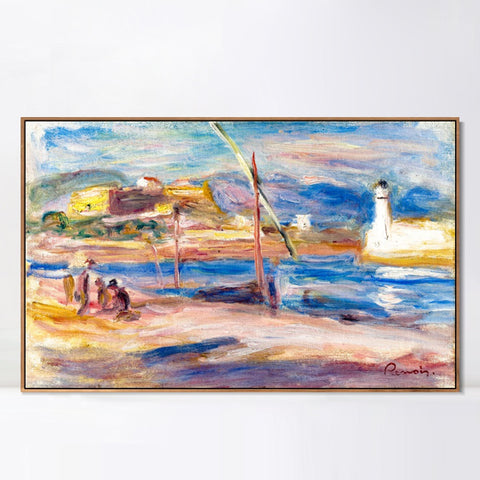 INVIN ART Framed Canvas FORT CARRÉ ET PHARE D'ANTIBES by Pierre Auguste Renoir Wall Art Living Room Home Office Decorations