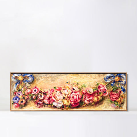 INVIN ART Framed Canvas GUIRLANDE DE ROSES by Pierre Auguste Renoir Wall Art Living Room Home Office Decorations