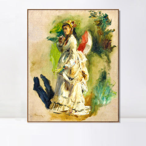 INVIN ART Framed Canvas JEUNE FEMME A L'OMBRELLE2 by Pierre Auguste Renoir Wall Art Living Room Home Office Decorations