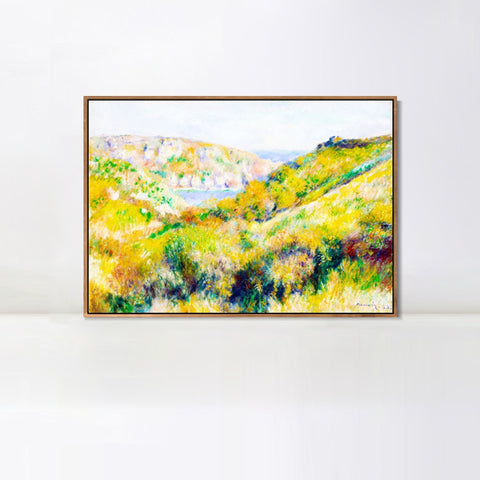 INVIN ART Framed Canvas Hills around the Bay of Moulin Huet, Guernsey by Pierre Auguste Renoir Wall Art Living Room Home Office Decorations