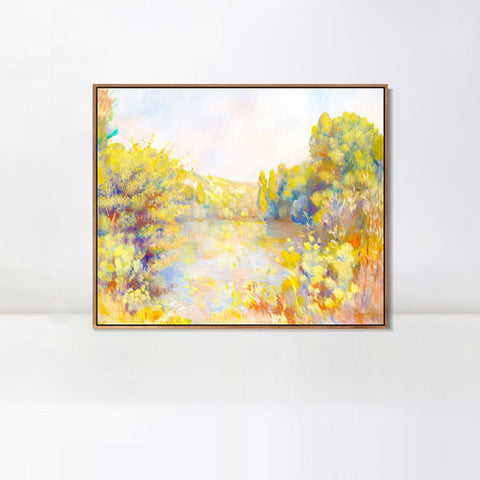 INVIN ART Framed Canvas Lakeside Landscape by Pierre Auguste Renoir Wall Art Living Room Home Office Decorations