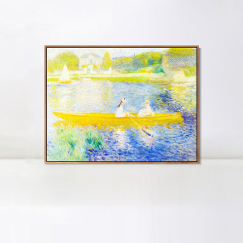 INVIN ART Framed Canvas The Skiff(La Yole) by Pierre Auguste Renoir Wall Art Living Room Home Office Decorations