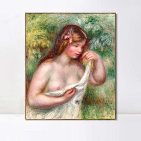 INVIN ART Framed Canvas JEUNE FEMME ARRANGEANT SA CHEMISE by Pierre Auguste Renoir Wall Art Living Room Home Office Decorations