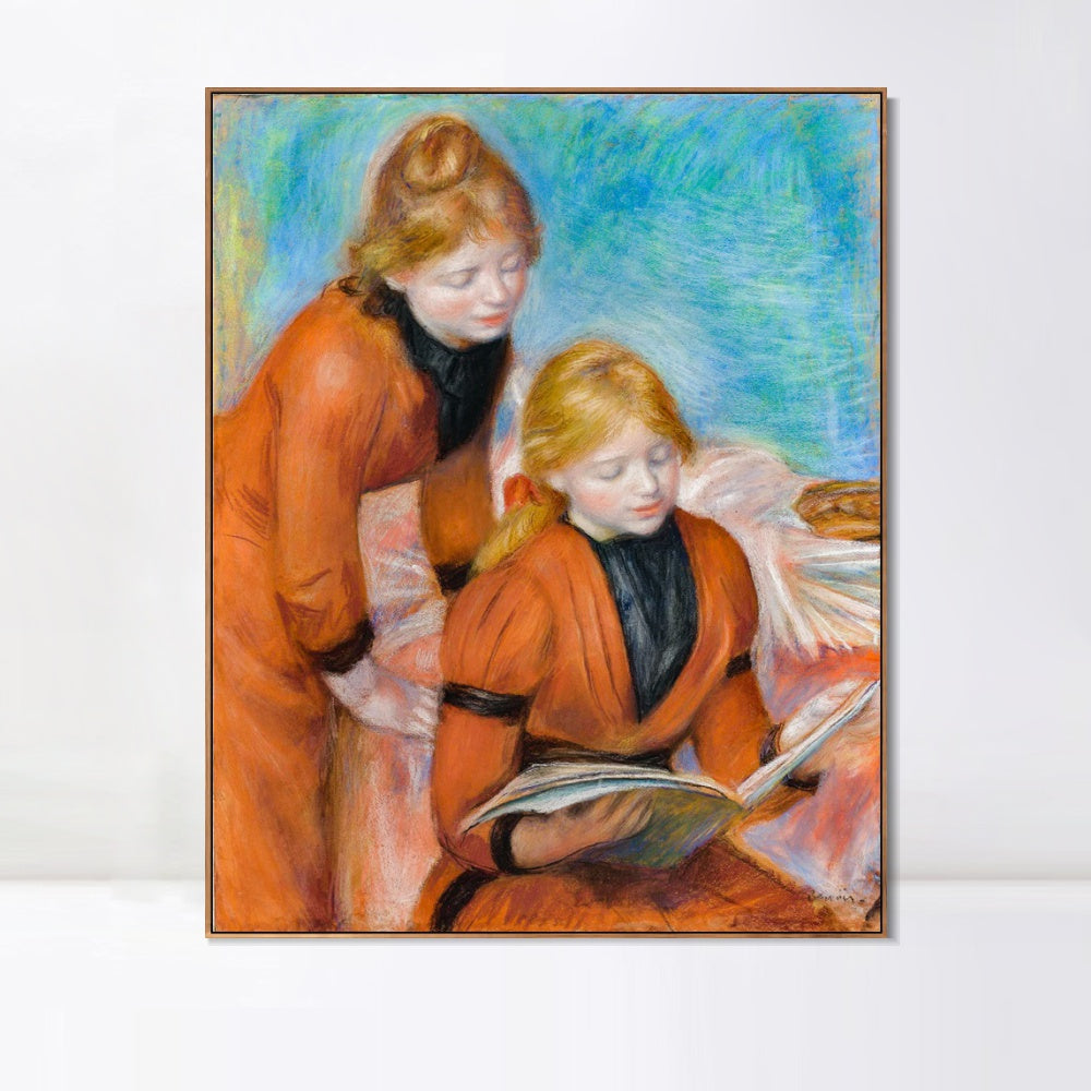 INVIN ART Framed Canvas LA LECTURE by Pierre Auguste Renoir Wall Art Living Room Home Office Decorations