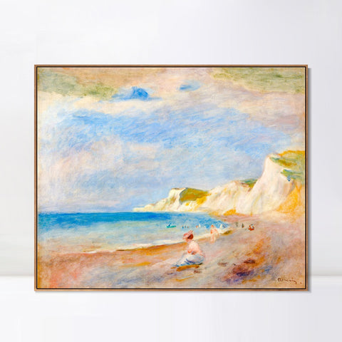 INVIN ART Framed Canvas LA PLAGE DE VARENGEVILLE by Pierre Auguste Renoir Wall Art Living Room Home Office Decorations