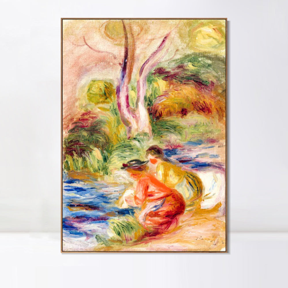 INVIN ART Framed Canvas LES LAVEUSES by Pierre Auguste Renoir Wall Art Living Room Home Office Decorations