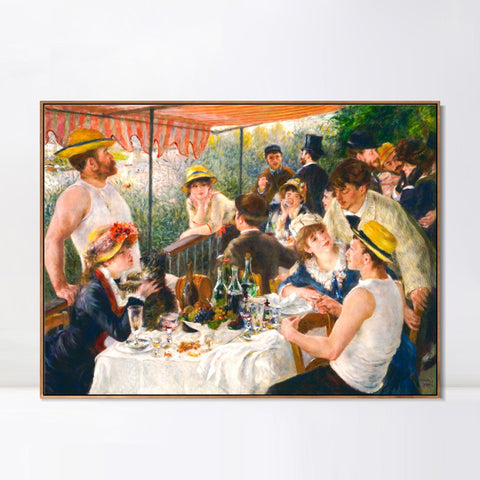 INVIN ART Framed Canvas Luncheon of the Boating Party by Pierre Auguste Renoir Wall Art Living Room Home Office Decorations