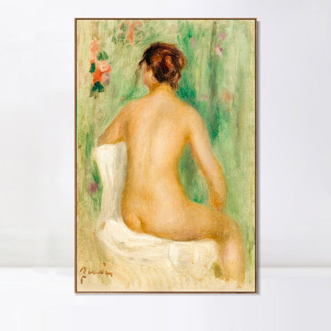 INVIN ART Framed Canvas NU ASSIS, DE DOS by Pierre Auguste Renoir Wall Art Living Room Home Office Decorations