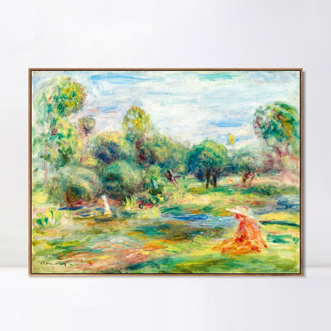 INVIN ART Framed Canvas PAYSAGE À CAGNES by Pierre Auguste Renoir Wall Art Living Room Home Office Decorations