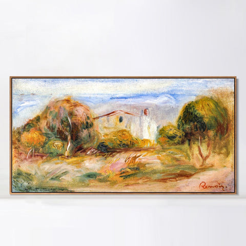 INVIN ART Framed Canvas PAYSAGE AVEC MAISON by Pierre Auguste Renoir Wall Art Living Room Home Office Decorations